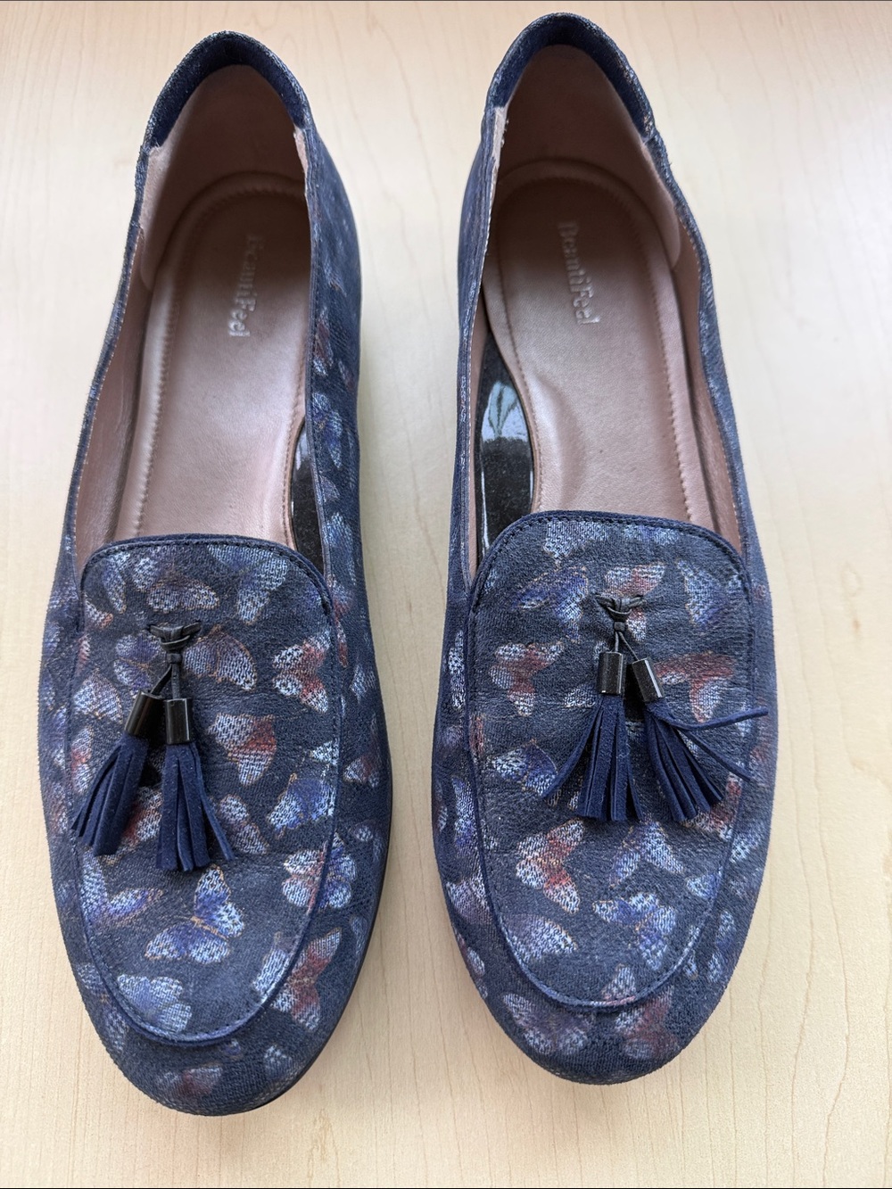 BeautiFeel Navy Floral Tassel Loafers